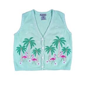 TIMBERLEA FLAMINGO EMBROIDERED SWEATER VEST